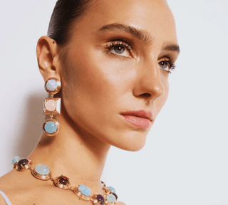 Lykia Blue Lace Agate Pink Quartz Aquamarine Earrings - Maison OrientNinonMaison OrientJewelry