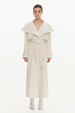 MAXI LEATHER TRENCH IN ECRU - Maison OrientKris MaranMaison OrientClothing