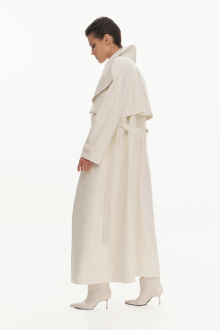 MAXI LEATHER TRENCH IN ECRU - Maison OrientKris MaranMaison OrientClothing