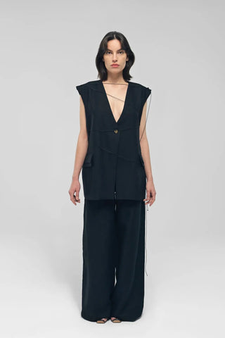 MEILANI Black Linen Vest - Maison OrientMAETMaison OrientTop