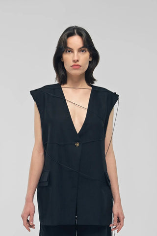 MEILANI Black Linen Vest - Maison OrientMAETMaison OrientTop