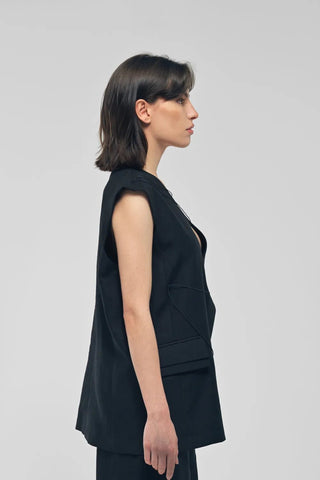 MEILANI Black Linen Vest - Maison OrientMAETMaison OrientTop