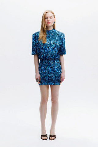 MIU T - SHIRT DRESS / BLUE LEOPARD PATTERN - Maison OrientNAIAMaison OrientClothing