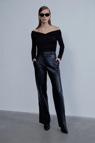 Monique Draped Jersey Blouse in Noire - Maison OrientNazli CerenMaison OrientClothing