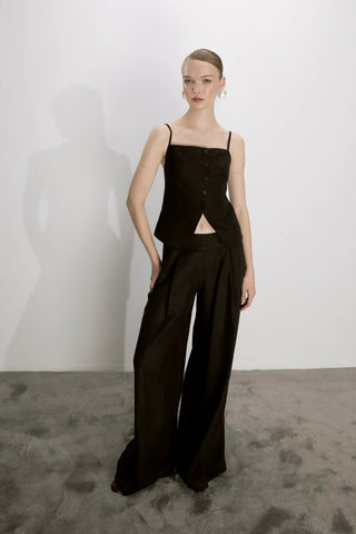 Mui Wide Leg Linen Trousers in Black - Maison OrientNazli CerenMaison OrientClothing