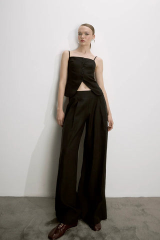 Mui Wide Leg Linen Trousers in Black - Maison OrientNazli CerenMaison OrientClothing