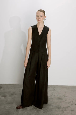 Mui Wide Leg Linen Trousers in Black - Maison OrientNazli CerenMaison OrientClothing