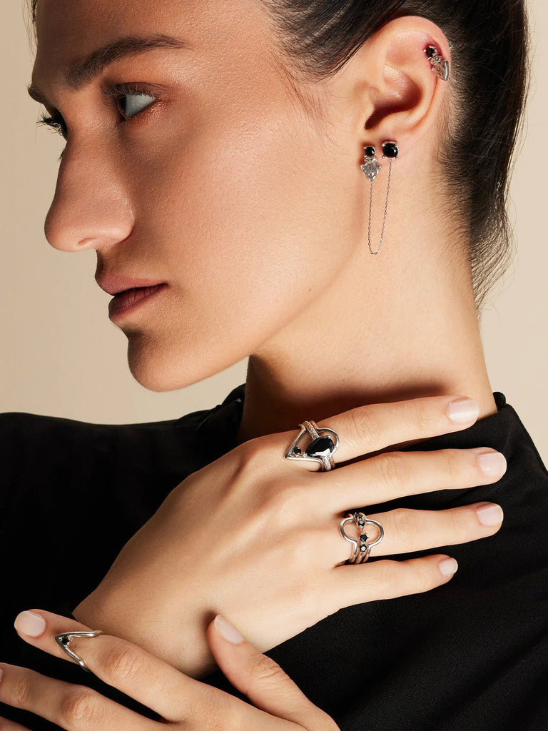 NADIA BLACK DUE SILVER EARRINGS - Maison OrientBodhitaMaison OrientJewelry