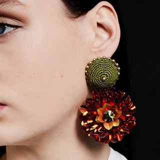 Orange Dahlia Earrings - Maison OrientPinar OzevlatMaison OrientJewelry