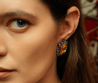 Petite Ninon Square Lavander Yellow Crystal Earrings - Maison OrientNinonMaison OrientJewelry