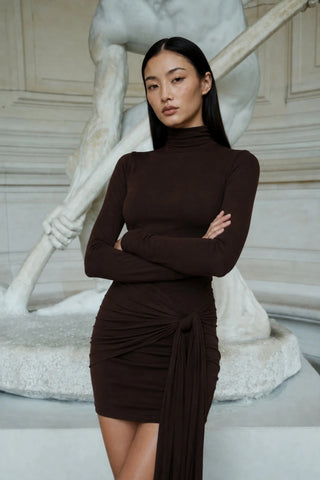 Romy Mini Jersey Dress Burnt Brown - Maison OrientNazli CerenMaison OrientDress