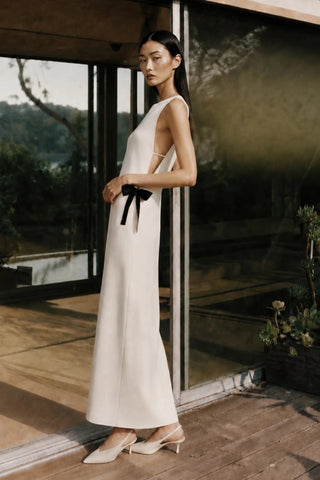 Sabine Midi Crepe Gown in Ivory - Maison OrientNazli CerenMaison OrientDress