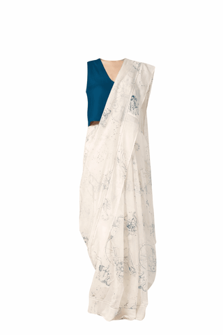 Saiph Zodiac Print Handwoven Saree - Maison OrientThe Summer HouseMaison OrientDresses