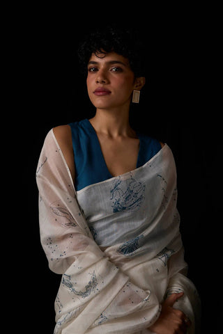 Saiph Zodiac Print Handwoven Saree - Maison OrientThe Summer HouseMaison OrientDresses