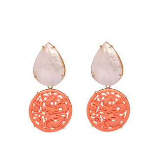 SEA Lotus in Mother of Pearl and Coral - Maison OrientChadia HamatiMaison OrientEarring