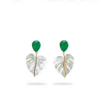 SEYCHELLES in Mother of Pearls and green Agate - Maison OrientChadia HamatiMaison OrientEarring