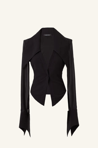 SHEER LOUNGE SHIRT WITH OVERSIZED COLLAR - Maison OrientKris MaranMaison OrientClothing