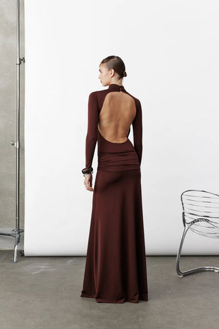 Sienna Long Jersey Dress in Burnt Brown - Maison OrientNazli CerenMaison OrientClothing