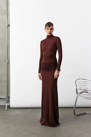 Sienna Long Jersey Dress in Burnt Brown - Maison OrientNazli CerenMaison OrientClothing