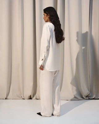 SILKY LOUNGE SHIRT WITH LACE - Maison OrientKris MaranMaison OrientClothing