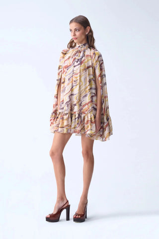 SOFIA MINI CAPE DRESS / YELLOW PATTERNED - Maison OrientNAIAMaison OrientClothing