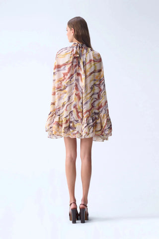 SOFIA MINI CAPE DRESS / YELLOW PATTERNED - Maison OrientNAIAMaison OrientClothing