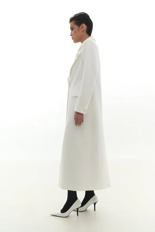 STRAIGHT CUT MAXI COAT WITH ROSE BUTTONS - Maison OrientKris MaranMaison OrientClothing