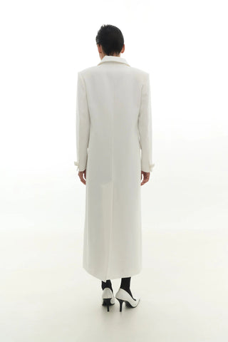 STRAIGHT CUT MAXI COAT WITH ROSE BUTTONS - Maison OrientKris MaranMaison OrientClothing