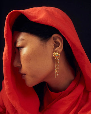 Stupa turquoise chain earring - Maison OrientNe NepalMaison OrientJewelry