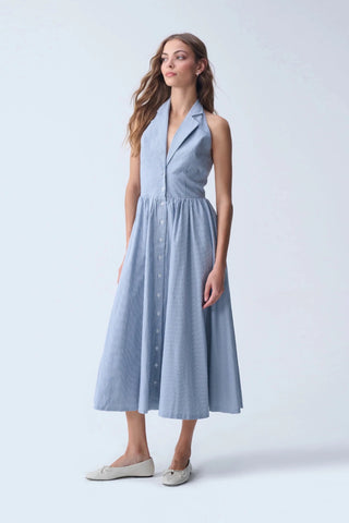 SUNRAY MIDI DRESS / BLUE CHECKED - Maison OrientNAIAMaison OrientClothing