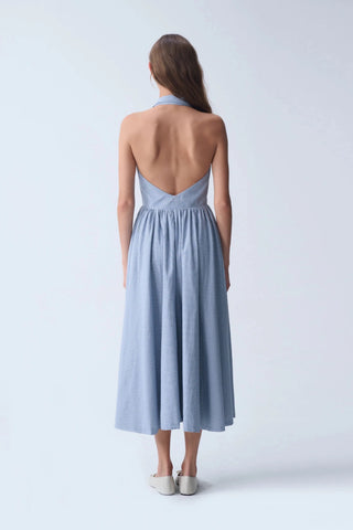SUNRAY MIDI DRESS / BLUE CHECKED - Maison OrientNAIAMaison OrientClothing