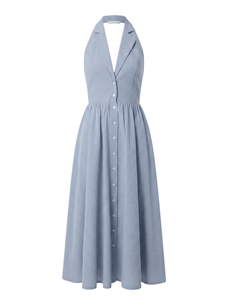 SUNRAY MIDI DRESS / BLUE CHECKED - Maison OrientNAIAMaison OrientClothing