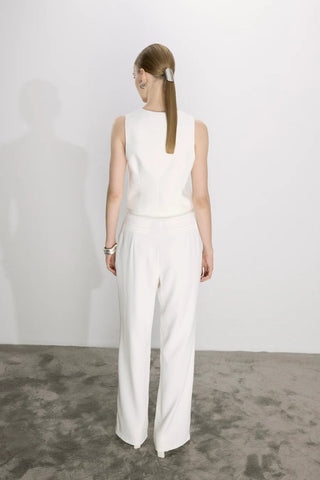 Tina Trousers in White with Satin Waistband - Maison OrientNazli CerenMaison OrientClothing