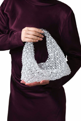 Transparent and white large Jodie beaded bag - Maison Orient0711 TbilisiMaison OrientShoulder Bag