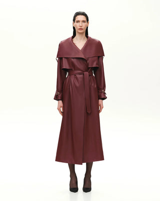 VEGAN LEATHER MAXI TRENCH WITH BUCKLES - Maison OrientKris MaranMaison OrientClothing