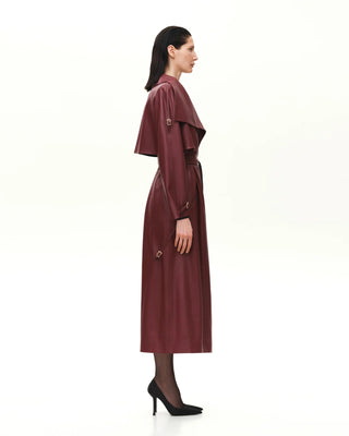 VEGAN LEATHER MAXI TRENCH WITH BUCKLES - Maison OrientKris MaranMaison OrientClothing
