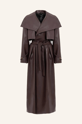 VEGAN LEATHER TRENCH IN DARK BROWN - Maison OrientKris MaranMaison OrientClothing