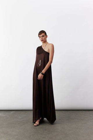 Venus One - Shoulder Maxi Dress in Dark Chocolate - Maison OrientNazli CerenMaison OrientClothing