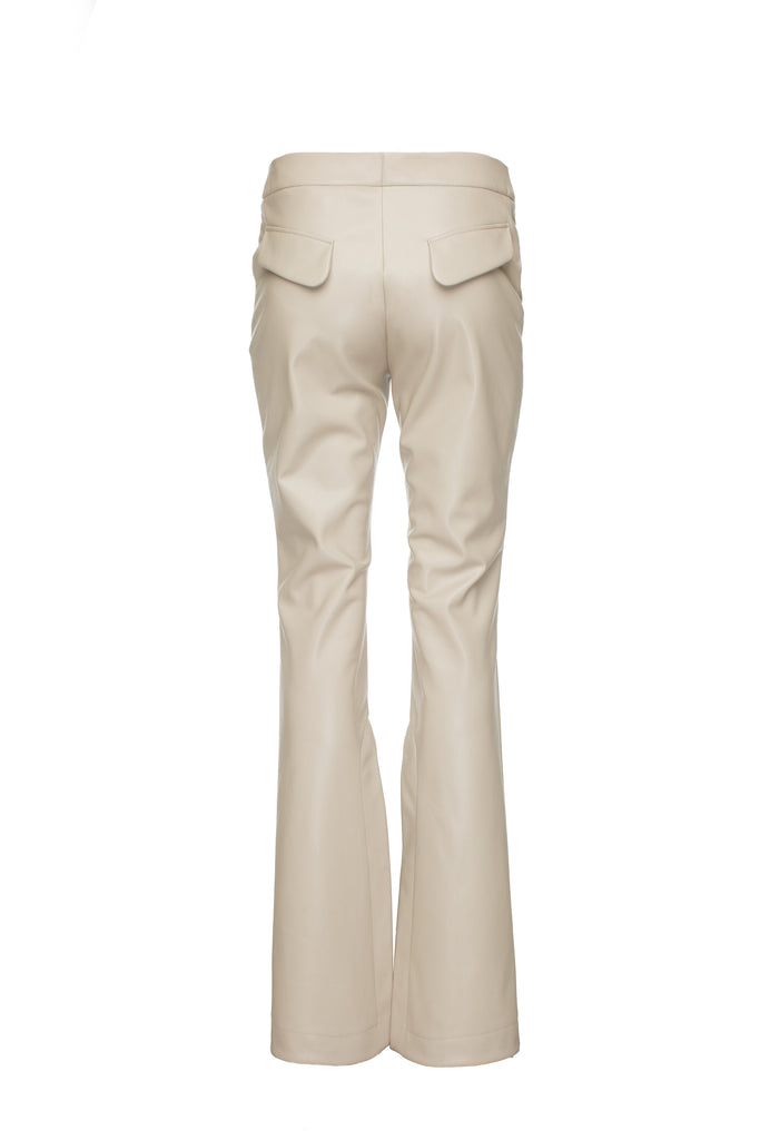 Faux Leather Mid-Waist Flare Pants | Maison Orient