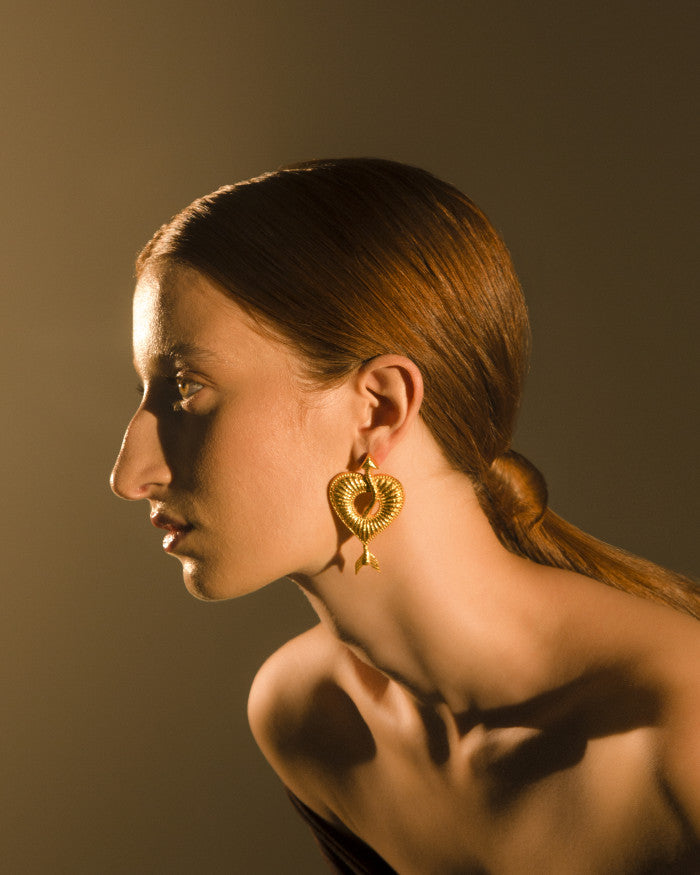 Heart With Snake Earrings | Maison Orient