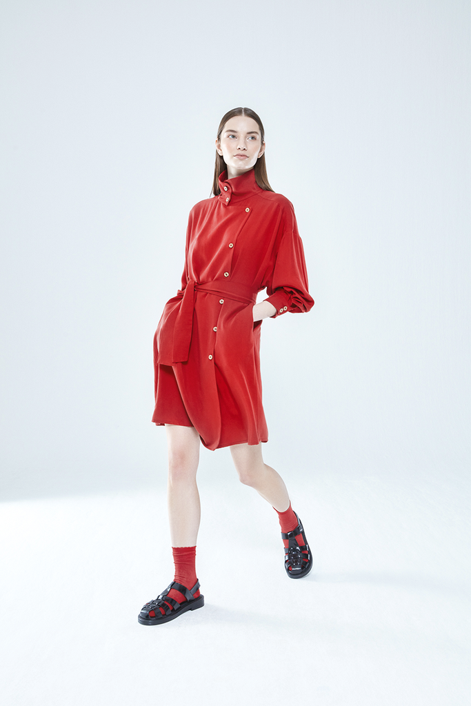 Light Trench Dress - Red | Maison Orient