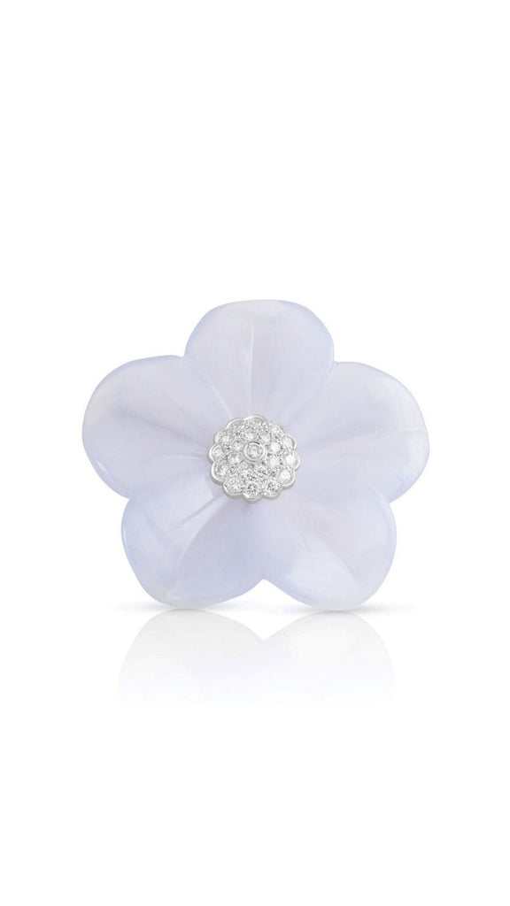 18K Gold Chalcedony And Diamond Flower Converter Brooch - Maison OrientYazJewelsMaison OrientBrooches