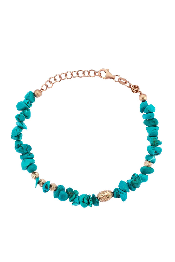 Amorf turquoise plain gold beaded bracelet | Maison Orient