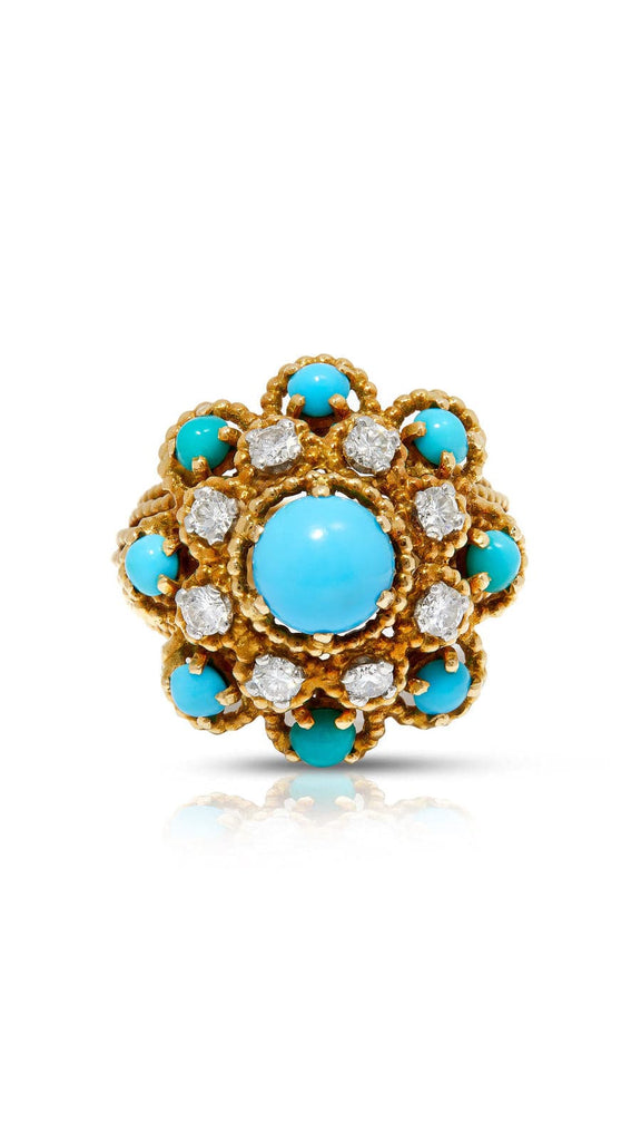 1970'S Diamond And Turquoise Dress Ring - Maison OrientYazJewelsMaison OrientRings