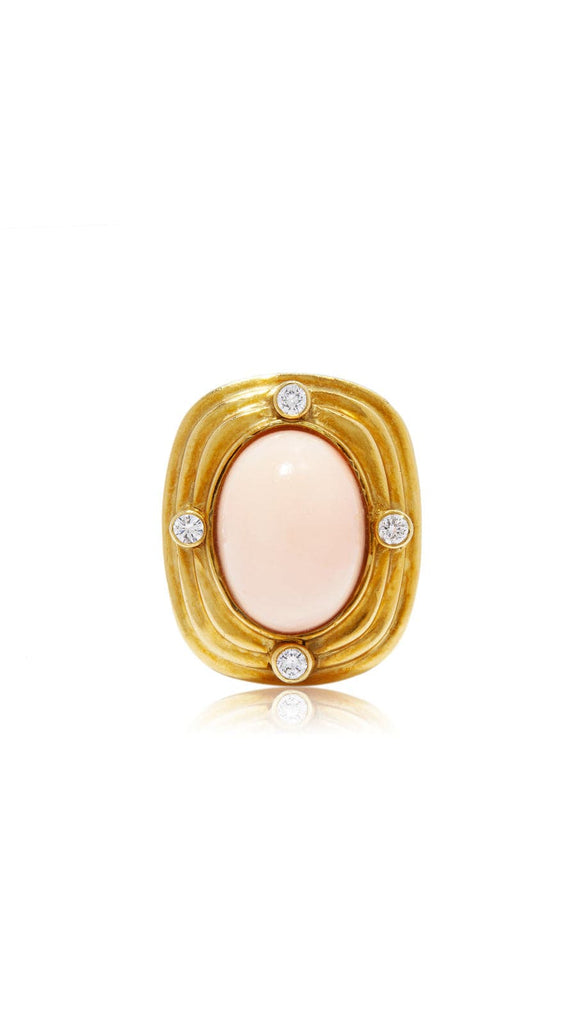 1980'S Cabochon Coral And 18K Gold Ring - Maison OrientYazJewelsMaison OrientRings