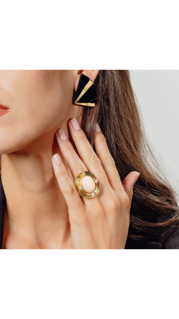 1980'S Cabochon Coral And 18K Gold Ring - Maison OrientYazJewelsMaison OrientRings