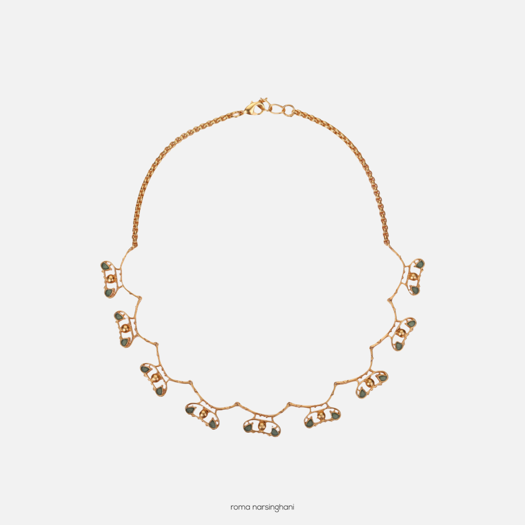 Infinity Choker in Gold / Alpine green | Maison Orient