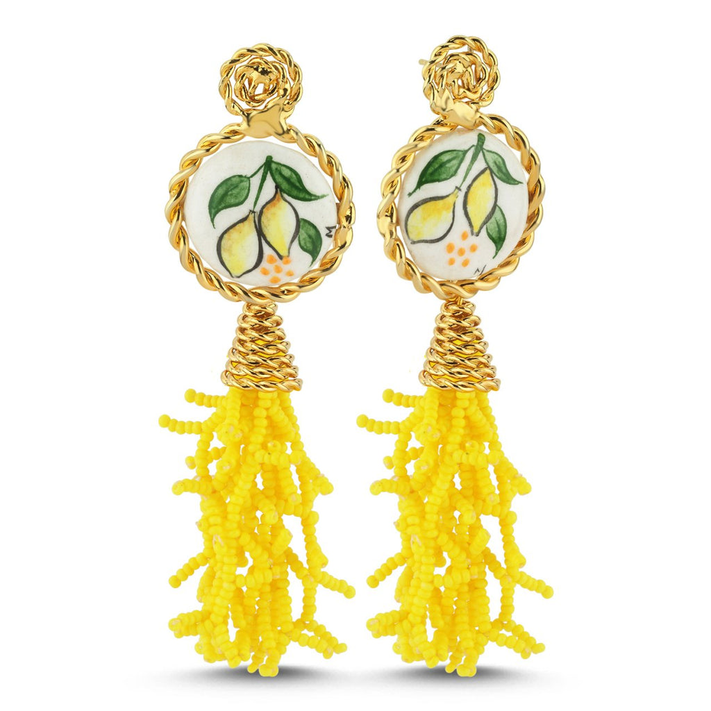 Sorrento Circle Yellow Earrings | Maison Orient
