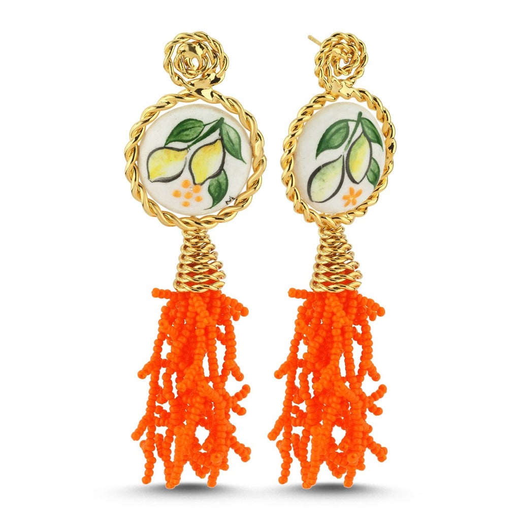 Sorrento Circle Orange Earrings | Maison Orient