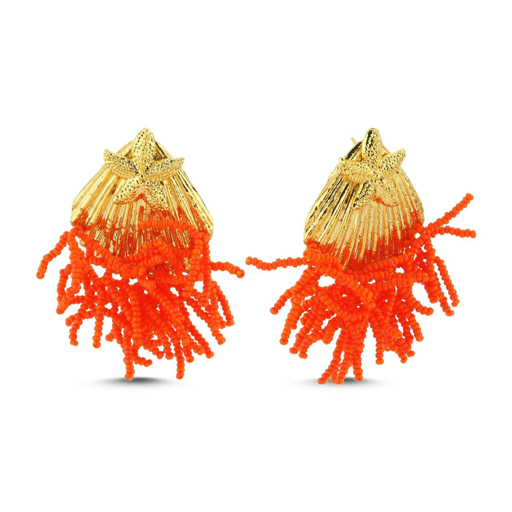 Star Oyster Earrings Coral | Maison Orient